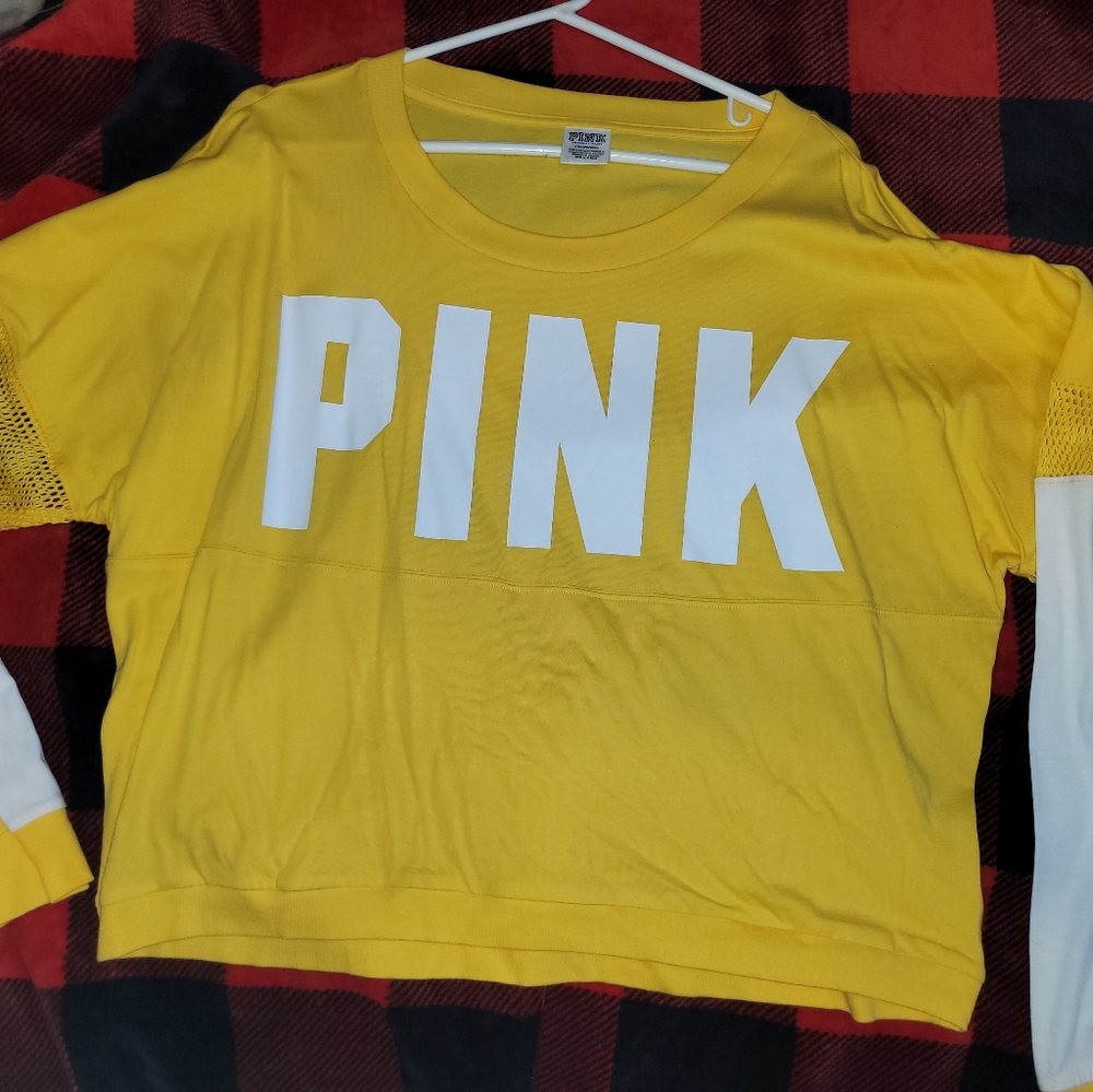PINK long sleeve crop tee